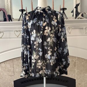 H&M Navy Blue Floral Blouse